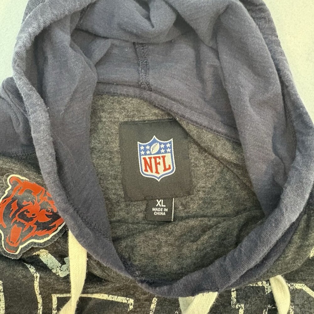 NFL Chicago Bears Women’s Hooded Long Sleeve Shirt Navy & Dark Gray,Lightweight - Picture 3 of 8